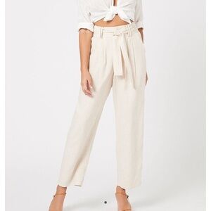MINKPINK Dusty Pink Linen High wasted Wide Leg Pants